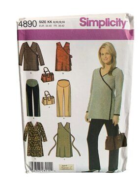 Simplicity 4890 Sewing Pattern Size 8 10 12 14 Womens Shirt Pant Dress Bag Uncut